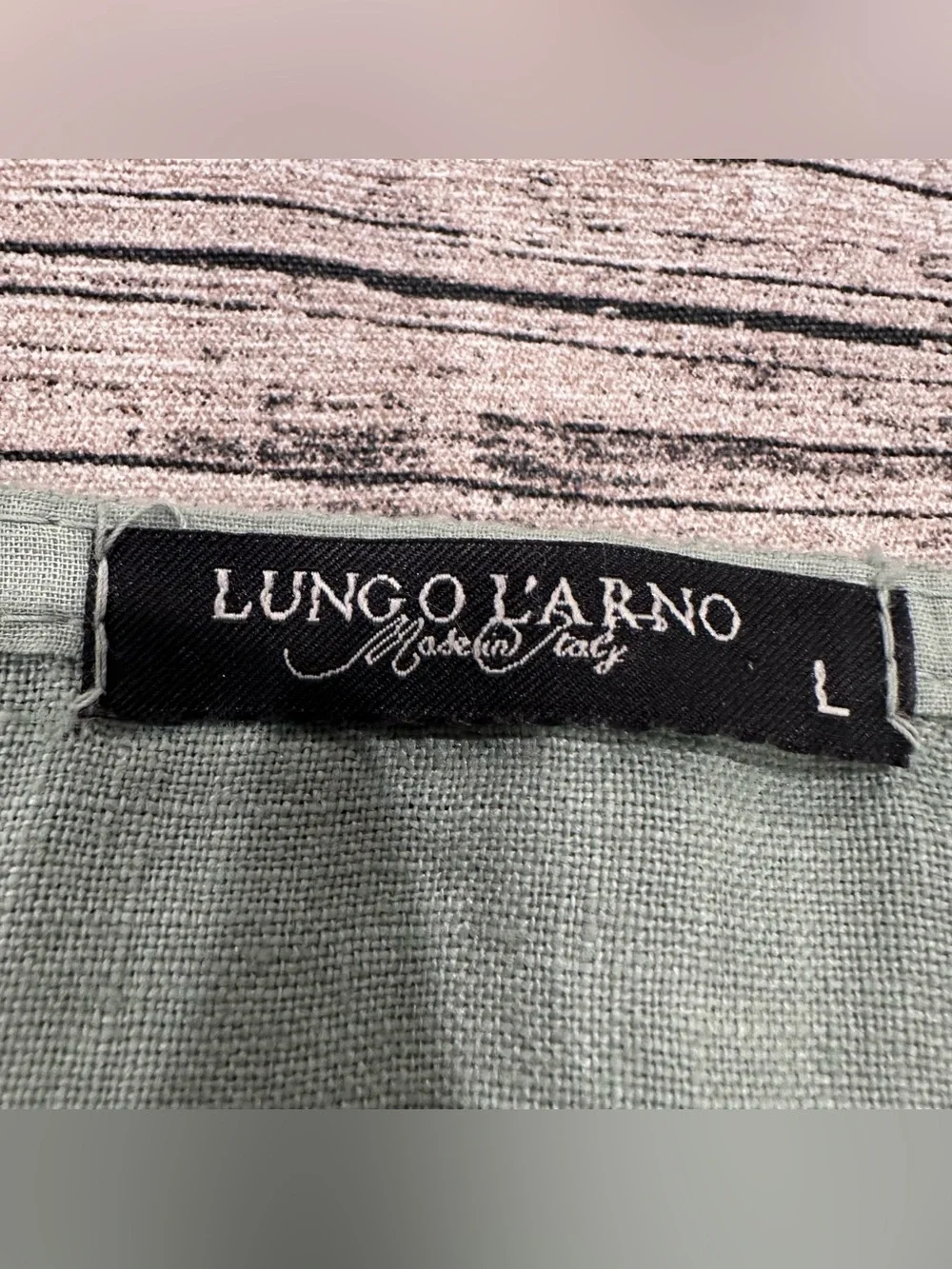 Lungo L’Arno Sleeveless Linen Blend Mini Dress Textured Neckline in Sage Green L - Picture 4 of 9